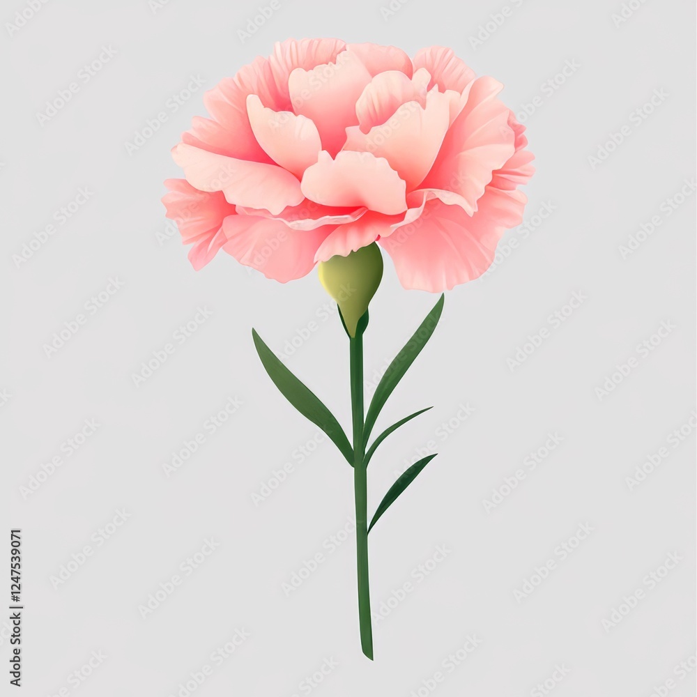 Carnation - Vector Illustration with Gray Gradient - View 4 Carnation - Vector Illustration with Gray Gradient - View 4