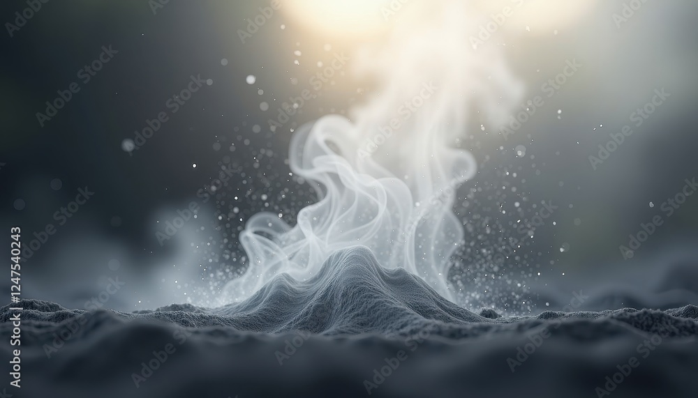 Naklejka premium Abstract Digital Art: Cloud of Smoke Against Blurred Background in Dreamy Atmosphere