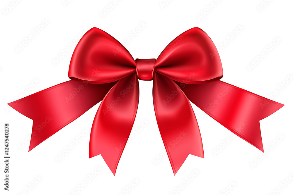 A vibrant red bow with two long tails, often used for gift wrapping and decoration. A vibrant red bow with two long tails, often used for gift wrapping and decoration.