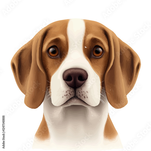 Beagle Dog Head Vector – Playful Watercolor Illustration for Creative Designs  
