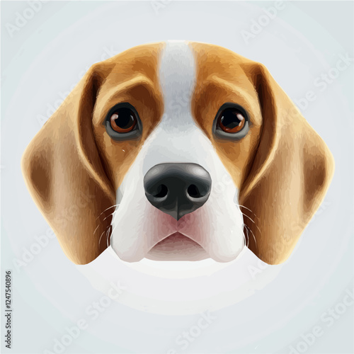 Beagle Dog Head Vector – Playful Watercolor Illustration for Creative Designs  

