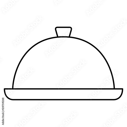Icon of a tray with a lid, symbolizing food serving, restaurant service, and hospitality, ideal for food delivery, meal presentation, and dining settings, representing convenience and elegance in serv