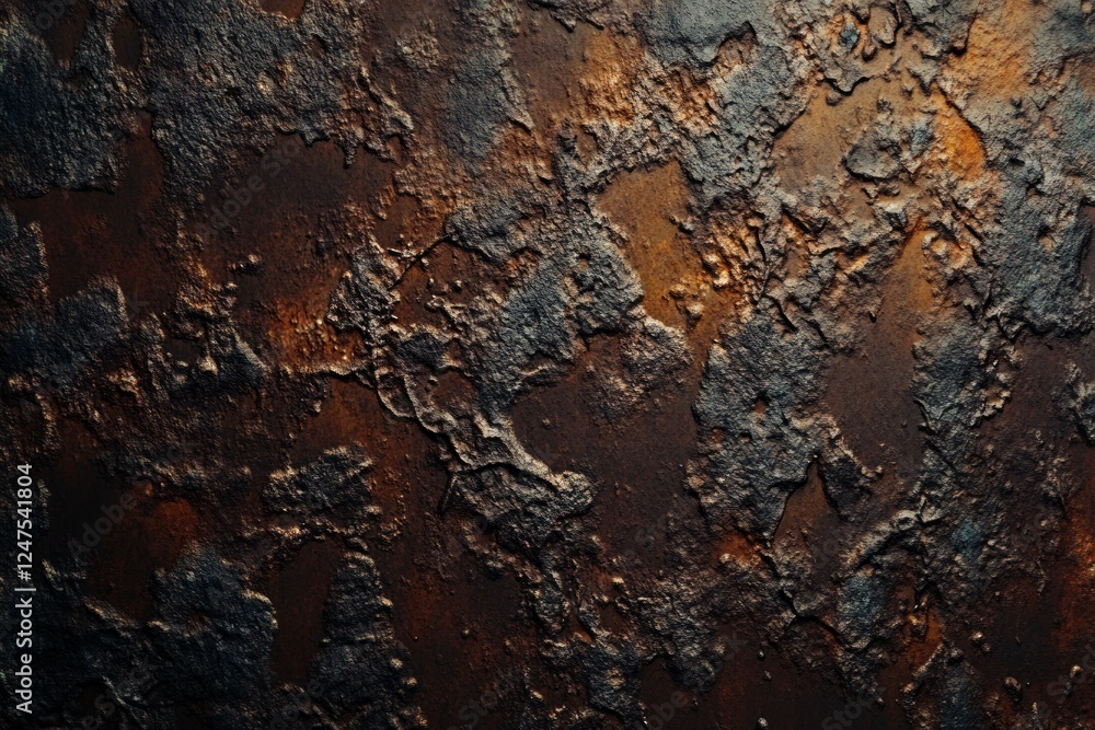 Obraz premium Weathered rusted metal surface texture. Artificial Intelligence