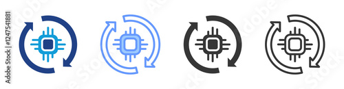 Efficient processor icon set multiple style collection