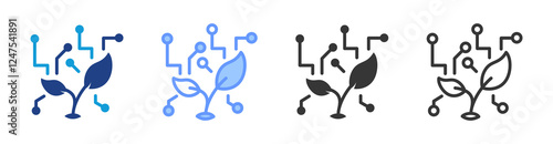 Green computing icon set multiple style collection