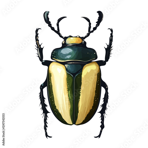 Beetle – Detailed Watercolor Vector Illustration for Creative Artwork  
