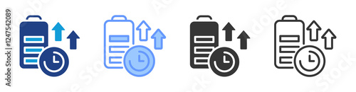 Battery optimization icon set multiple style collection