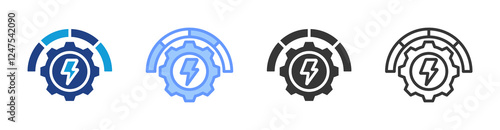 Energy dashboard icon set multiple style collection