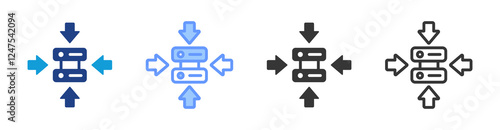 Data compression icon set multiple style collection