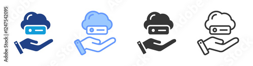 Virtualization saving icon set multiple style collection