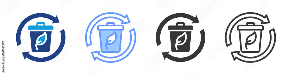 Zero waste policy icon set multiple style collection