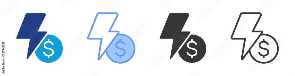 Energy budget icon set multiple style collection Energy budget icon set multiple style collection