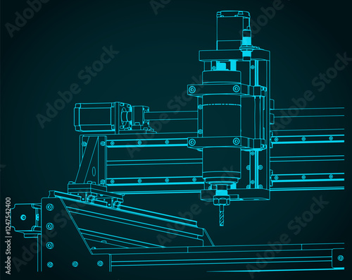 CNC Router sclose up illustration