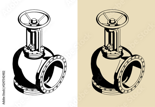 Flush valve 90 degree illustrations