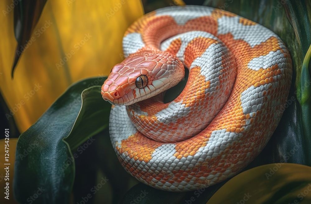 Fototapeta premium Close-up macro photograph of a Juvenile Eastern Milk snake for a field guide