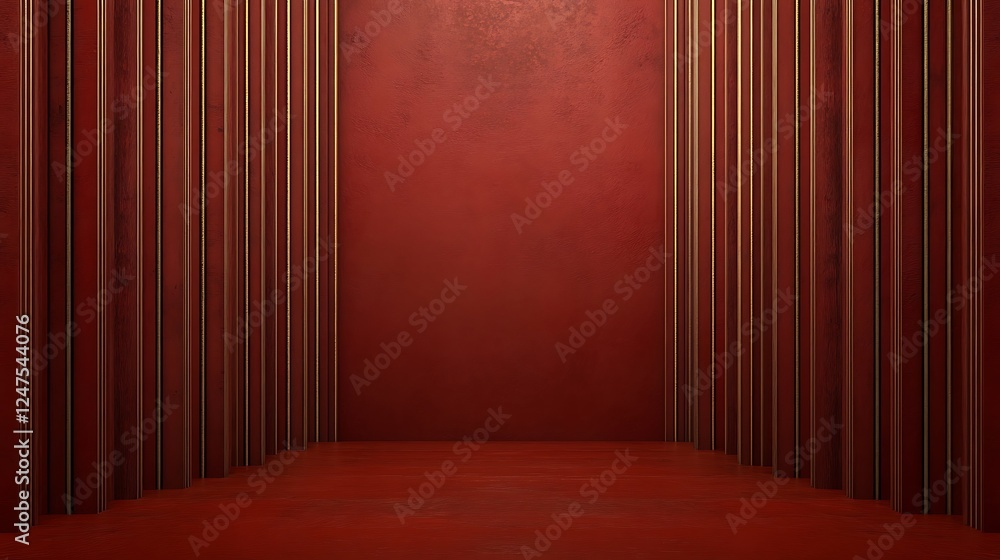 Red room, gold lines, background, product display Red room, gold lines, background, product display