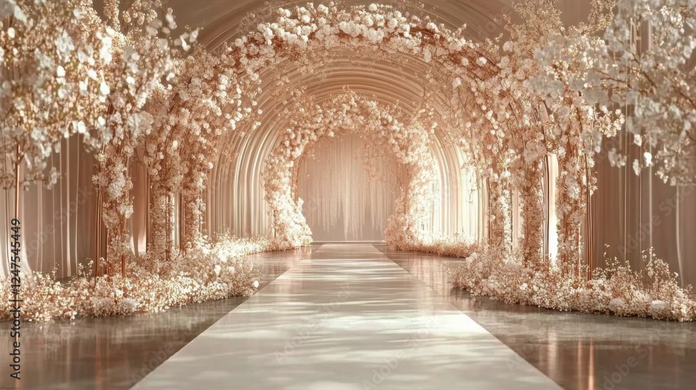 Obraz premium romantic wedding aisle decor with flower arches