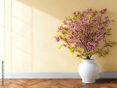 Wallpaper Mural Pink Flowers in White Vase, Home Decor Inspiration Torontodigital.ca