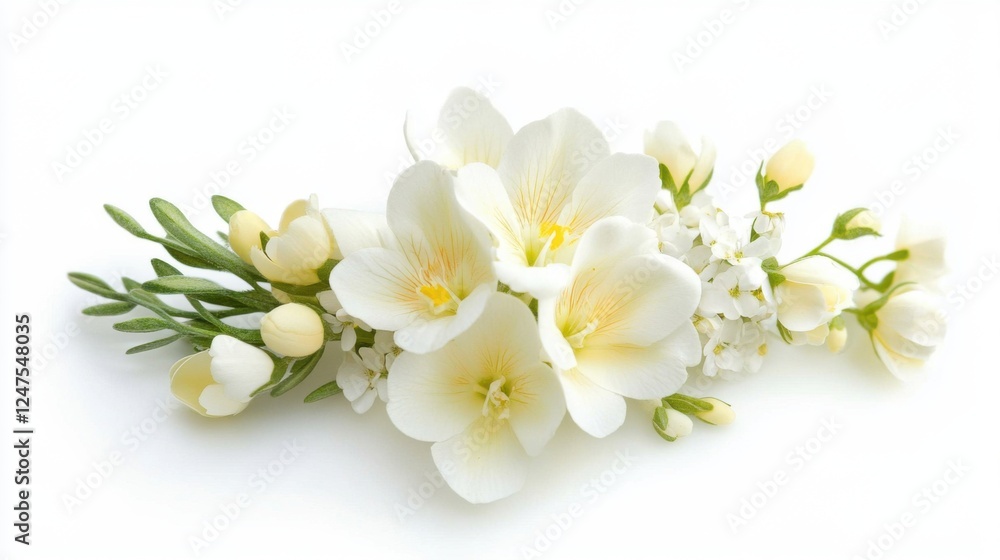 Fototapeta premium delicate white freesia flowers bouquet