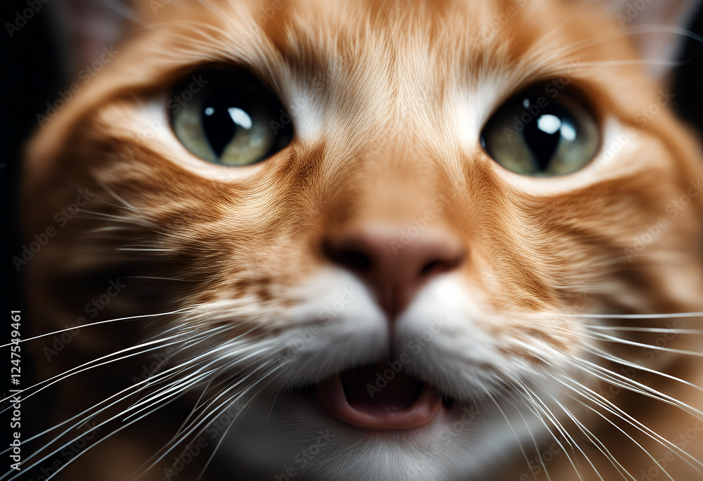 gazing background big happy isolated eyes black opened portrait ginger smiling funny cat mouth amazement smile domestic animal huge eye studio looking red tabby purebred felino stare striped cute gazing background big happy isolated eyes black opened portrait ginger smiling funny cat mouth amazement smile domestic animal huge eye studio looking red tabby purebred felino stare striped cute