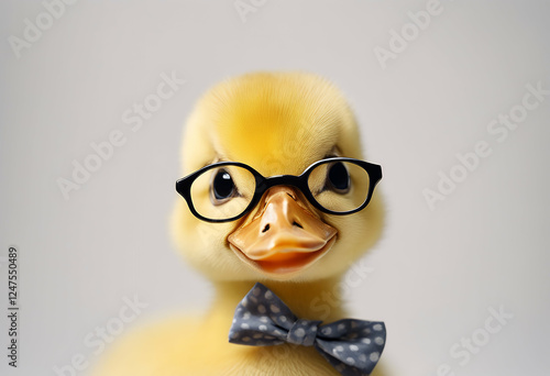 funny white background portrait tie isolated bow duckling little animal goose farm accessory agriculture avian baby beautiful bird camera cheerful chick closeup colours comic comical concept cute