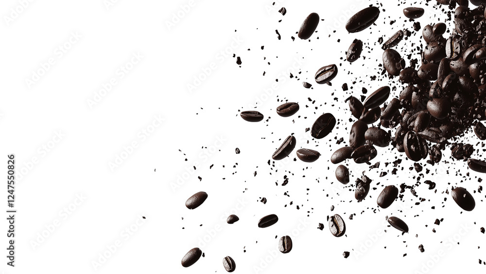 Coffee beans dropping on a transparent background, Png Coffee beans dropping on a transparent background, Png