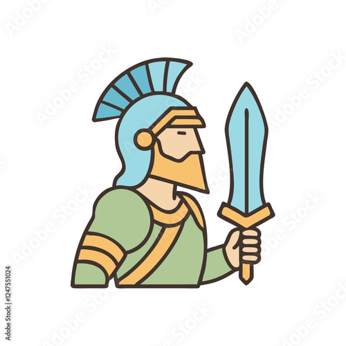 Spartan warrior with sword ancient Greece