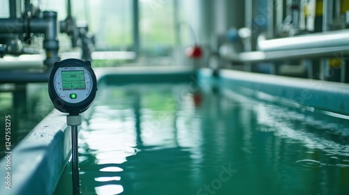 Water level sensor monitoring tank in industrial plant