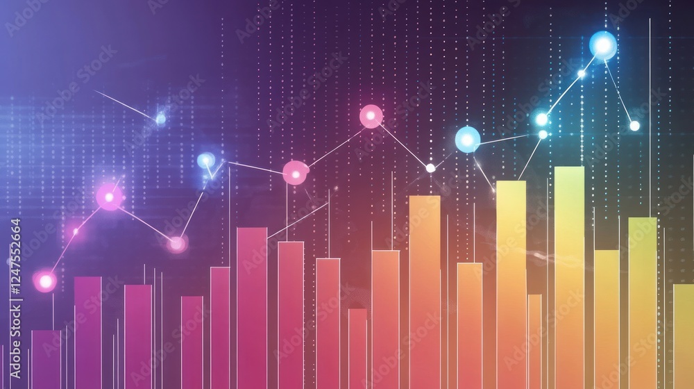Upward trending bar graph, digital background, growth, financial data visualization Upward trending bar graph, digital background, growth, financial data visualization