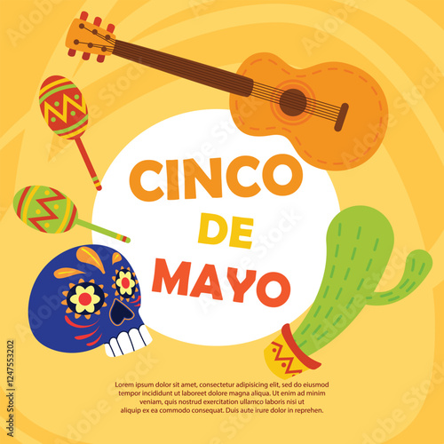 Cinco de mayo background with Mexican instruments