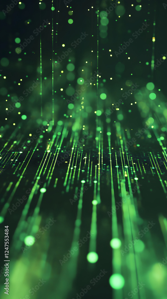 Abstract Green Light Particles Creating Stunning Visual Effects in a Digital Environment Abstract Green Light Particles Creating Stunning Visual Effects in a Digital Environment