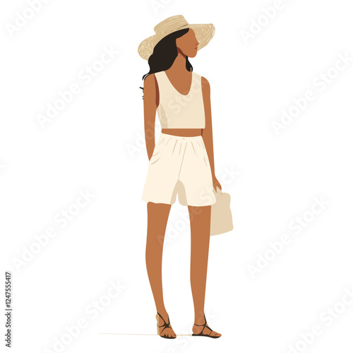 Israeli Women's Summer Fashion | Casual & Traditional Attire Vector Illustration

