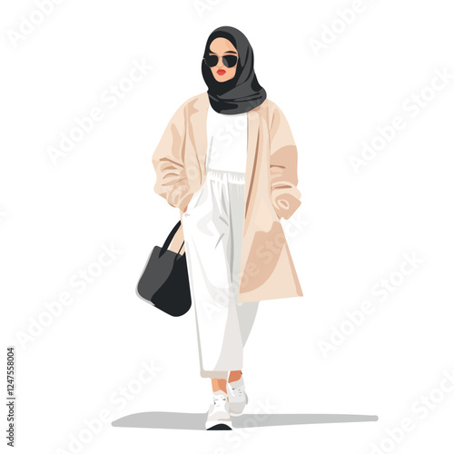 Kuwait Woman Summer Clothes and Style | Traditional Vector Illustration
