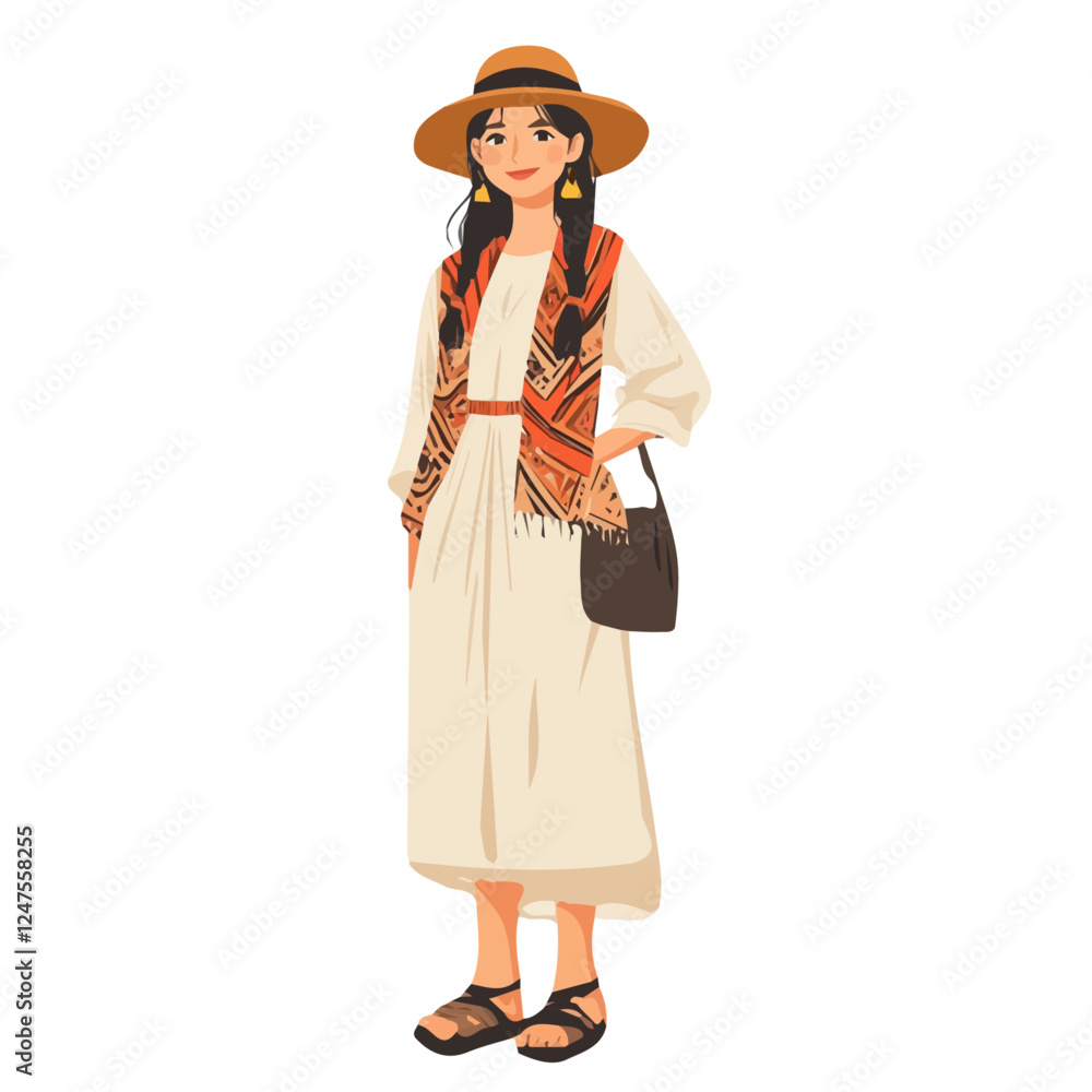 Kyrgyzstan Woman Summer Clothes and Style | Traditional Vector Illustration
Kyrgyzstan Woman Summer Clothes and Style | Traditional Vector Illustration