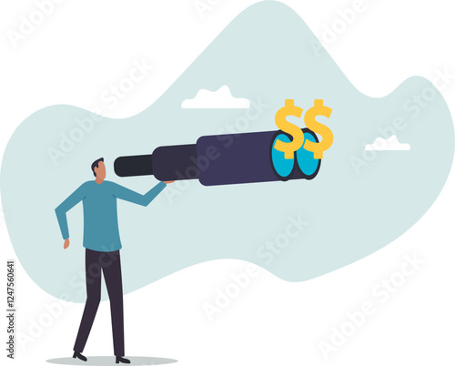 Looking for investment opportunity, money visionary, searching for yield, dividend or profit in stock market.business concept.flat character.
