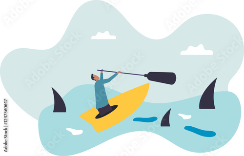 Risk taker, challenge to success, overcome difficulty or problem in crisis or entrepreneurship, determination or adversity.business concept.flat character.