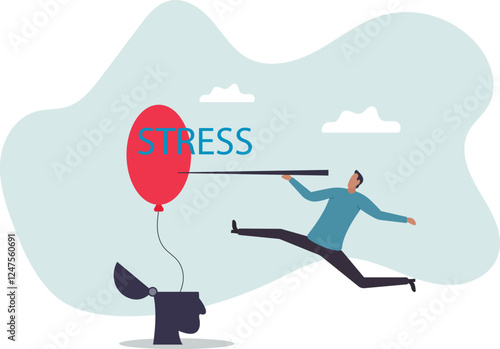 Stress management, relaxation to relieve anxiety or anger from your brain, meditation to help reduce stress.business concept.flat character.