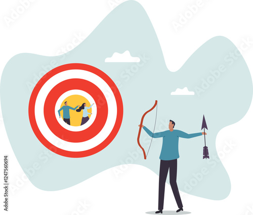 Target customer or target audience to aim for advertising, selected group to optimize ads or HR choose focused candidates.business concept.flat character.