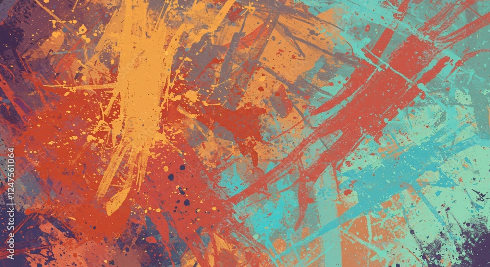 Fototapeta premium Abstract art with bold strokes and splatter effects for creative projects