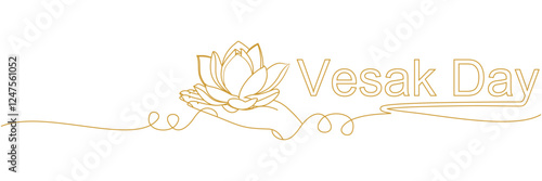 line art hand illustration background with a text vesak day