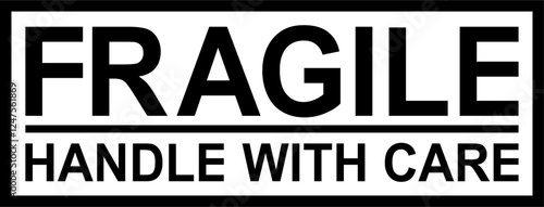 Vector Illustration of 'FRAGILE HANDLE WITH CARE' Label – Isolated Sticker Design for Shipping Packages