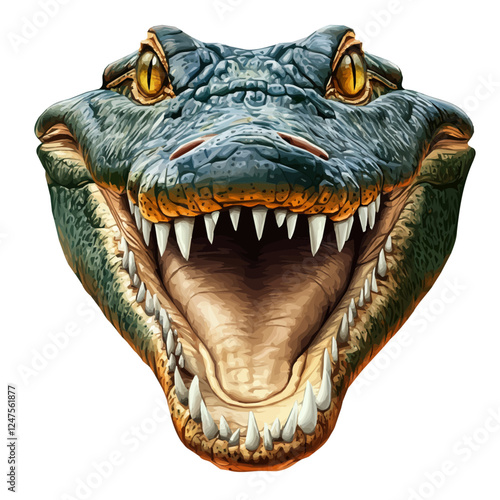 Crocodile Head Vector Illustration | Powerful and Ferocious Reptile Art  
