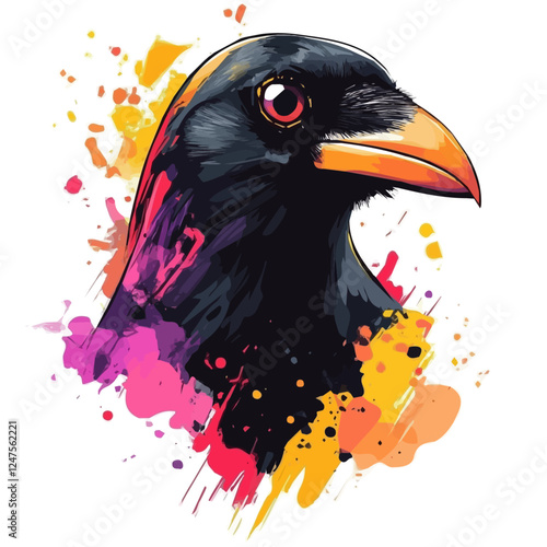 Crow Head Vector Illustration | Mysterious and Intelligent Bird Art  
