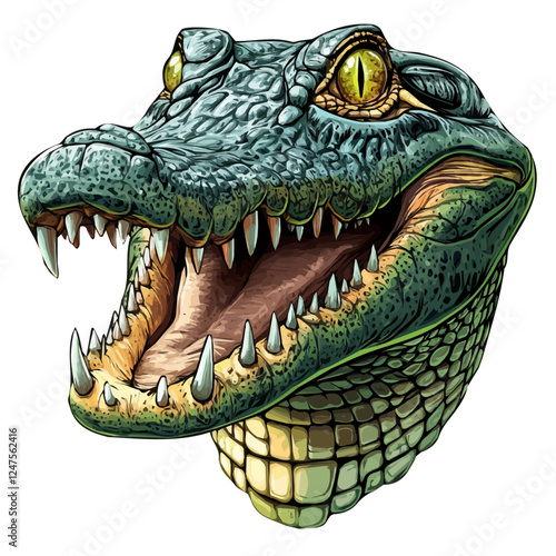 Crocodile Head Vector Illustration | Powerful and Ferocious Reptile Art  
