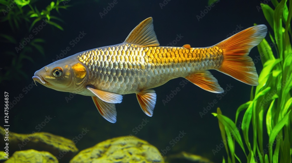 Naklejka premium Stunning Golden Fish in Aquarium