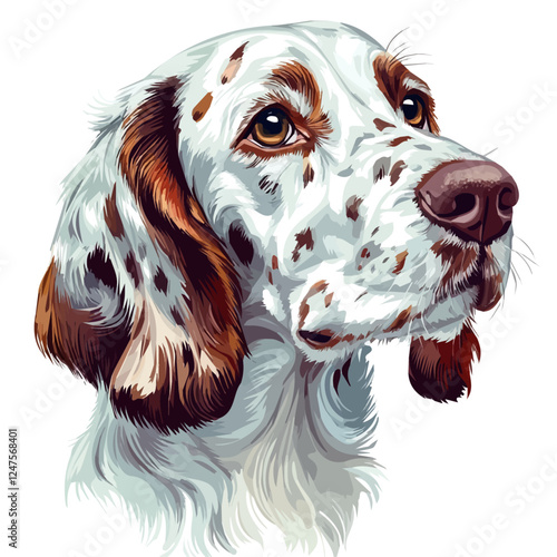 English Setter Head Vector Illustration | Elegant and Graceful Dog Art  

