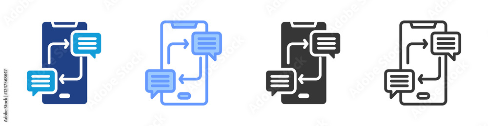 Mobile Interaction icon set multiple style collection Mobile Interaction icon set multiple style collection