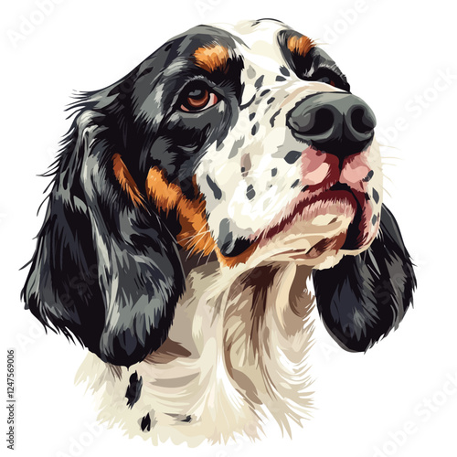 English Setter Head Vector Illustration | Elegant and Graceful Dog Art  
