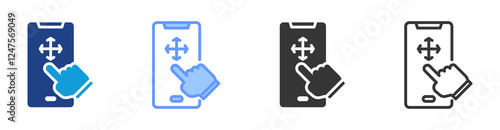 Tactile Interface icon set multiple style collection