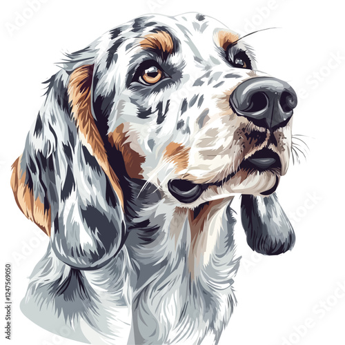 English Setter Head Vector Illustration | Elegant and Graceful Dog Art  
